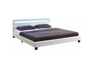 4260304762912 - Polsterbett Paris – modernes Bettgestell mit led Beleuchtung Lattenrost & Kopfteil – Kunstleder & Holz – Bett Einzelbett – 140×200 cm weiß - Juskys