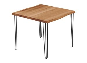 4064755145917 - Esstisch Küchentisch Schreibtisch Couchtisch aus Massivholz mit Baumkante 60x60x76 cm (AxBxH) Creative Dunkel   Schwarz LBB-01-A-004-9005Cr