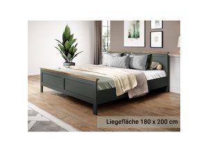 4066075033455 - Lomadox - Bett 180 x 200 cm Landhausstil EPSOM-83 in grün mit Lefkas Eiche Nb b h t ca 1915 885 2115 cm - grün