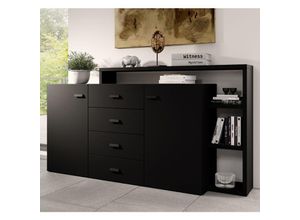 4066075036722 - Lomadox - Sideboard mit Regal BEXLEY-83 in schwarz matt b h t ca 180 98 37 cm - schwarz