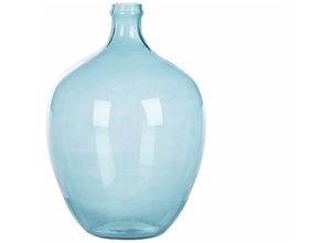 4251682280501 - Beliani - Dekovase Hellblau   Transparent 39 cm aus Glas mit glänzender Oberfläche Wohnartikel Wohnung Zubehör Dekogefäß Rund Modern Glamourös - Blau