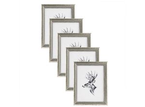 4250367280430 - 5er Set 30x40 cm Bilderrahmen Artos Stil Holz Rahmen Fotogalerie Glasscheibe Silber - silber