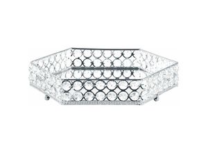 4251682274111 - Beliani - Dekotablett Transparent   Silber 25 x 28 cm aus Glas   Eisen Spiegeleffekt Sechseckig Elegant Glamouröser Stil - Silber