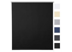 4063425041993 - Woltu - Verdunklungsrollo Thermorollo Klemmfix ohne Bohren Schwarz schwarz 120X160cm(BxH) - schwarz