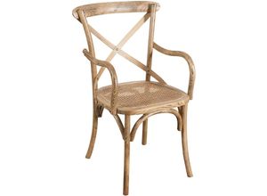 3000005166586 - Biscottini - Vintage-Thonet-Stuhl aus Holz und Rattan 89x50x43 cm rustikaler Sessel mit Armlehnen Küchen-Esszimmerstuhl moderner Stuhl - hellem