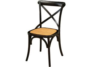 3000005443045 - Biscottini - Moderner Stuhl aus Eschenholz und Rattan 88x48x52 Vintage-Esszimmer- und Küchenstuhl rustikale Thonet-Stühle (Antikschwarz) - Antikes