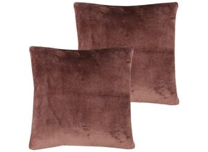 4059222266486 - Bestlivings - Dekokissen Kuschel Celina 2er Pack in der Größe 50 x 50cm - Braun - Kissenbezug mit Reißverschluss - Braun