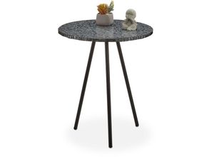 4052025924591 - Beistelltisch Mosaik runder Ziertisch handgefertigtes Unikat 3 Beine Mosaiktisch HxD 50 x 41 cm schwarz - Relaxdays