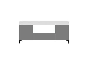 5903025534183 - Selsey GUSTO - TV-Lowboard   TV-Schrank stehend mit Füßen - geschlossener Stauraum - offenes Fach 137 cm (Weiß Matt   Grau Matt batteriebetriebene