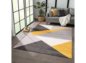 Image of Teppich Wohnzimmer Schlafzimmer Flur Teppich Geometrisches Muster Gelb,140x200 cm