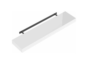 4250525371956 - Wandregal Freischwebend inkl Halterung mdf 15kg Tragkraft 38cm Stärke Wand Flur Board Regal Bücherregal Hängeregal Küchenregal 90cm Hochglanz weiß