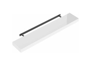 4250525372038 - Wandregal Freischwebend inkl Halterung mdf 15kg Tragkraft 38cm Stärke Wand Flur Board Regal Bücherregal Hängeregal Küchenregal 110cm Hochglanz weiß