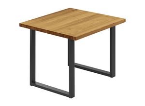 4064755152199 - Esstisch Küchentisch Schreibtisch Couchtisch aus Massivholz 60x60x76 cm (AxBxH) Loft Rustikal   Schwarz LBG-01-A-003-9005L - Lamo Manufaktur