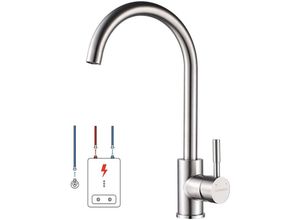 0738956104977 - Lonheo Niederdruck Wasserhahn Küche Armatur aus Edelstahl 360° Schwenkbar Küche Mischbatterie Einhebelmischer für Kaltwasser und einen Wasserboiler