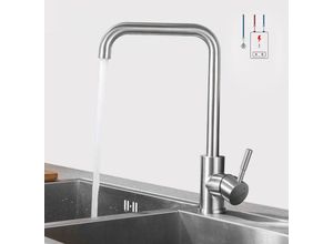 0744790768312 - Niederdruck Wasserhahn Küche Armatur aus Edelstahl 360° Schwenkbar Küche Mischbatterie Einhebelmischer geeignet für Boiler - Lonheo