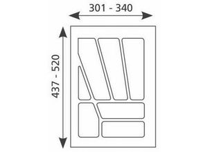4250000517206 - - Besteckeinsatz zuschneidbar Besteckkasten 40cm Schublade kürzbar