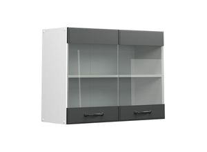 4066731036776 - Hängeglasschrank Küchenschrank Küchenzeile Landhaus R-Line 80 cm Weiß-Anthrazit