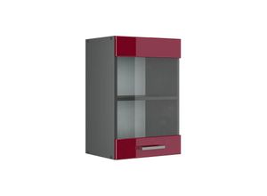 4251421956223 - Glashängeschrank R-Line 40 cm Anthrazit Bordeaux-Rot Hochglanz modern Vicco