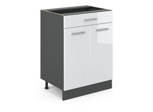 4251421955936 - Küchenschrank mit Schublade R-Line Weiß Hochglanz 60 cm mit Schublade ohne Arbeitsplatte Vicco