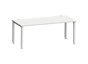 4250510841969 - Schreibtisch MODENA FLEX Rechteck 4-Fuß Quadratrohr B 1800 x T 800 x H 720-820 mm lichtgrau weißaluminium