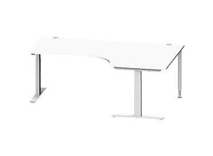 4250510938676 - Genius Winkelschreibtisch MODENA FLEX 90° Winkel rechts T-Fuß Rechteckrohr B 2000 x T 1200 800 x H 650-850 mm weiß weißalu 4250510938676 - Genius Winkelschreibtisch MODENA FLEX 90° Winkel rechts T-Fuß Rechteckrohr B 2000 x T 1200 800 x H 650-850 mm weiß weißalu
