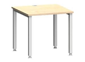 4250510841532 - Schreibtisch MODENA FLEX Quadrat 4-Fuß Quadratrohr B 800 x T 800 x H 720-820 mm Ahorn weißaluminium