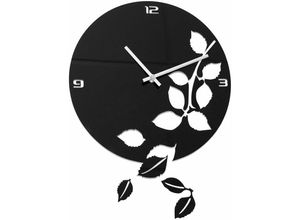 5056667033580 - Privatefloor - Blätter Wanduhr Schwarz - Acryl - Schwarz