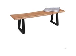 4250950260269 - Finebuy - Massive Sitzbank 180 cm gaya Ohne Lehne Baumkante Akazie Massivholz Küchenbank Massiv Holz Holzbank Esszimmer Bank Baumstamm Essbank