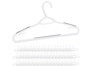 Image of 60 x Kleiderbügel im Set, gummierte Kunststoffbügel, Hosenstange, Kleid & Rock, Krawatte, Antirutschbügel, weiß