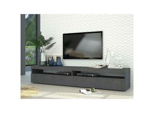 8052773807067 - Fernsehschrank Dkraj Niedriges Sideboard für Wohnzimmer mit 2 Türen Sockel für TV-Möbel 100 % Made in Italy cm 200x45h36 Slate - Dmora