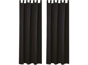 4251028151694 - Bestlivings - 2er Set Dekoschal mit Schlaufe inkl Raffhalter & Haken schwarz in 140x145 cm - Schwarz