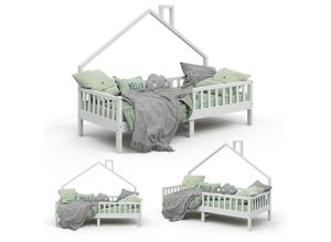 4251421952812 - Hausbett Kinderbett Spielbett Noemi 90x200cm weiß Rausfallschutz