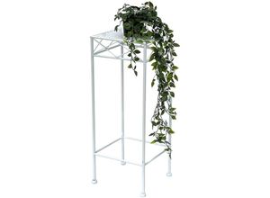 4260700963630 - Blumenhocker Weiß Metall Eckig 60 cm Blumenständer 96314 M Beistelltisch Blumensäule Modern Pflanzenständer Pflanzenhocker