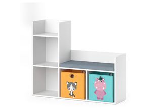 4066731034802 - Kinderregal Bücherregal Sitzbank Luigi Weiß Kinder-Faltbox Spielzeugregal