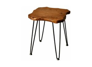 4260700659830 - Spetebo - Holz Beistelltisch Kiefer massiv 45 cm - eckig - Blumen Couch Sofa Tisch handgefertigt natürliche Tischkante