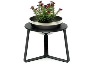 4260700960943 - Dandibo - Blumenhocker Metall mit Topf Schwarz Silber 18 cm Blumenständer 96091 s Blumensäule Modern Pflanzenständer Pflanzenhocker