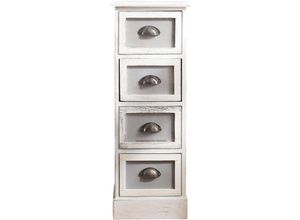 0656272840266 - Mobili Rebecca - Rebecca Mobili Kommode Beistellschrank 4 Schubladen Holz Weiß Grau 80x29x25