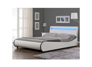 4260390266905 - [corium] - led Polsterbett Valencia 140x200cm Weiß mit schwarzer Kante Weiß