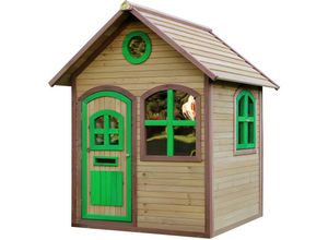 Image of Spielhaus Julia aus fsc Holz Outdoor Kinderspielhaus für den Garten in Braun & Grün Gartenhaus für Kinder mit Fenstern - Braun - AXI