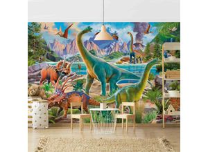 4066331585865 - Micasia - Fototapete - Brachiosaurus und Tricaterops Größe HxB 190cm x 288cm Material Vlies Smart