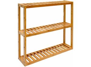 4057216037609 - - Bambus Wandregal - 60x54x15cm - Bad Küche Hängeregal Holz - Badregal Küchenregal - braun