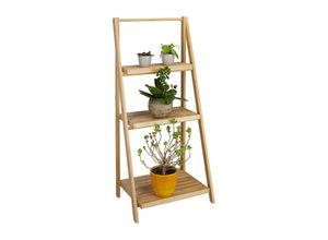 4052025202712 - Blumentreppe innen 3 Stufen Bambus klappbar Leiterregal Pflanzenregal h x b x t 99 x 45 x 32 cm Holz natur - Relaxdays