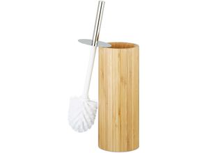 4052025222239 - Relaxdays - WC-Bürstenhalter Bambus runde Klobürstenhalterung fürs Bad Toilettenbürstenständer HxD 375x105 cm natur