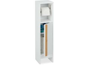 4052025353476 - Relaxdays - Toilettenpapierhalter stehend Badezimmeregal hbt 755 x 185 x 185 cm mdf & Bambus wc Papier Schrank weiß