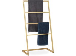 Image of Handtuchhalter stehend aus Bambus, 4 Sprossen, für Handtücher & Kleidungsstücke, HxBxT 110 x 60 x 35 cm, natur - Relaxdays