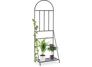 4052025261016 - Blumenregal mit RankgitterGarten Balkon Terrasse Stahl Pflanzenständer HxBxT 200 x 70 x 40 cm schwarz - Relaxdays