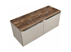 4066075061786 - Lomadox - Waschtischunterschrank 120cm 2 Schubkästen 4 Auszüge PUEBLA-56-TAUPE in taupe mit Vintage Oak b h t ca 1204 485 46 cm - beige