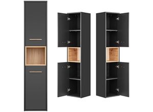 4066075038665 - Lomadox - Badezimmer Hochschrank BOLOGNA-56 in anthrazit mit Artisan Eiche Nb b h t ca 36 170 33 cm - anthrazit