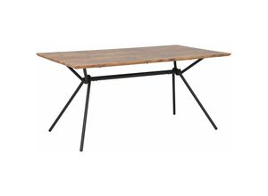 4251682243469 - Esstisch Braun Schwarz Metallgestell 160x90 cm für 6 Personen mit MDF-Platte in Holzoptik rechteckig Wohn-Küche Esszimmer Wohnzimmer - Schwarz