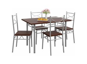 4250525373424 - CASARIA® Esstisch mit 4 Stühlen Holz 5-tlg Set Metall 110x70cm Industrial Esszimmer Küche Stühle Tisch Möbel Essgruppe Sitzgruppe Paul Eiche dunkel